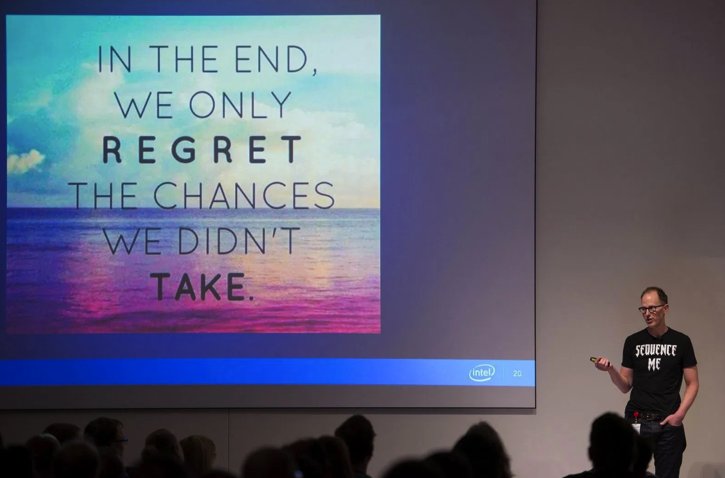 Bryce Olson presenting — 'we only regret the chances we didn't take'