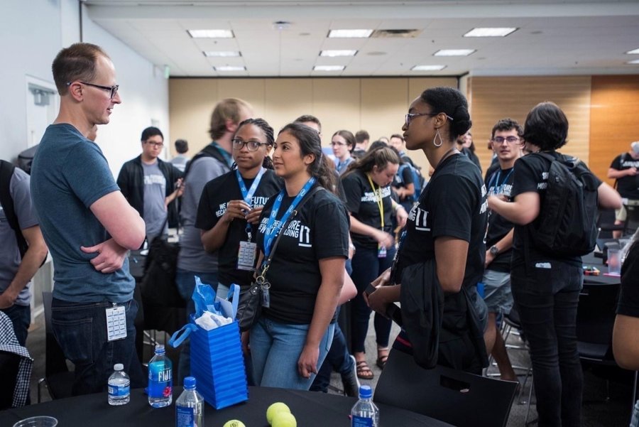 Bryce Olson connecting with young technologists